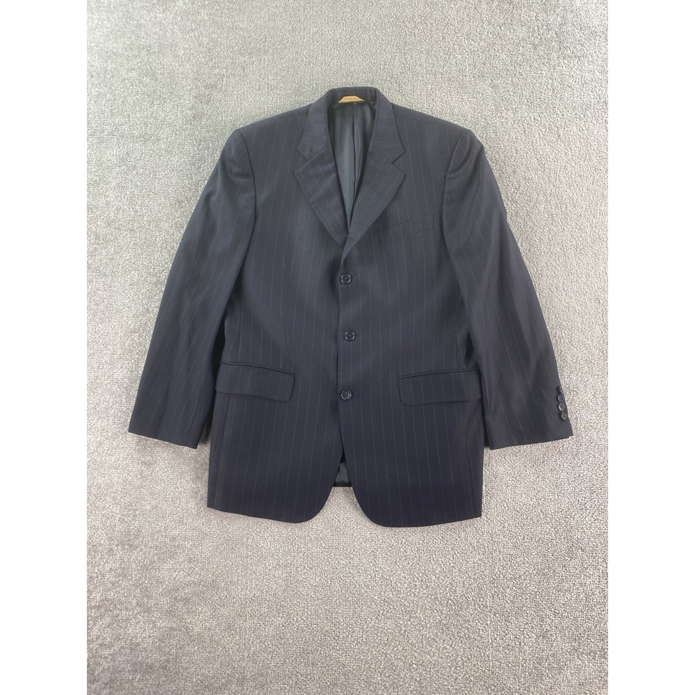 Brooks Brothers Suit Jacket 40 R Navy Wool Striped Designer Loro Piana Italy